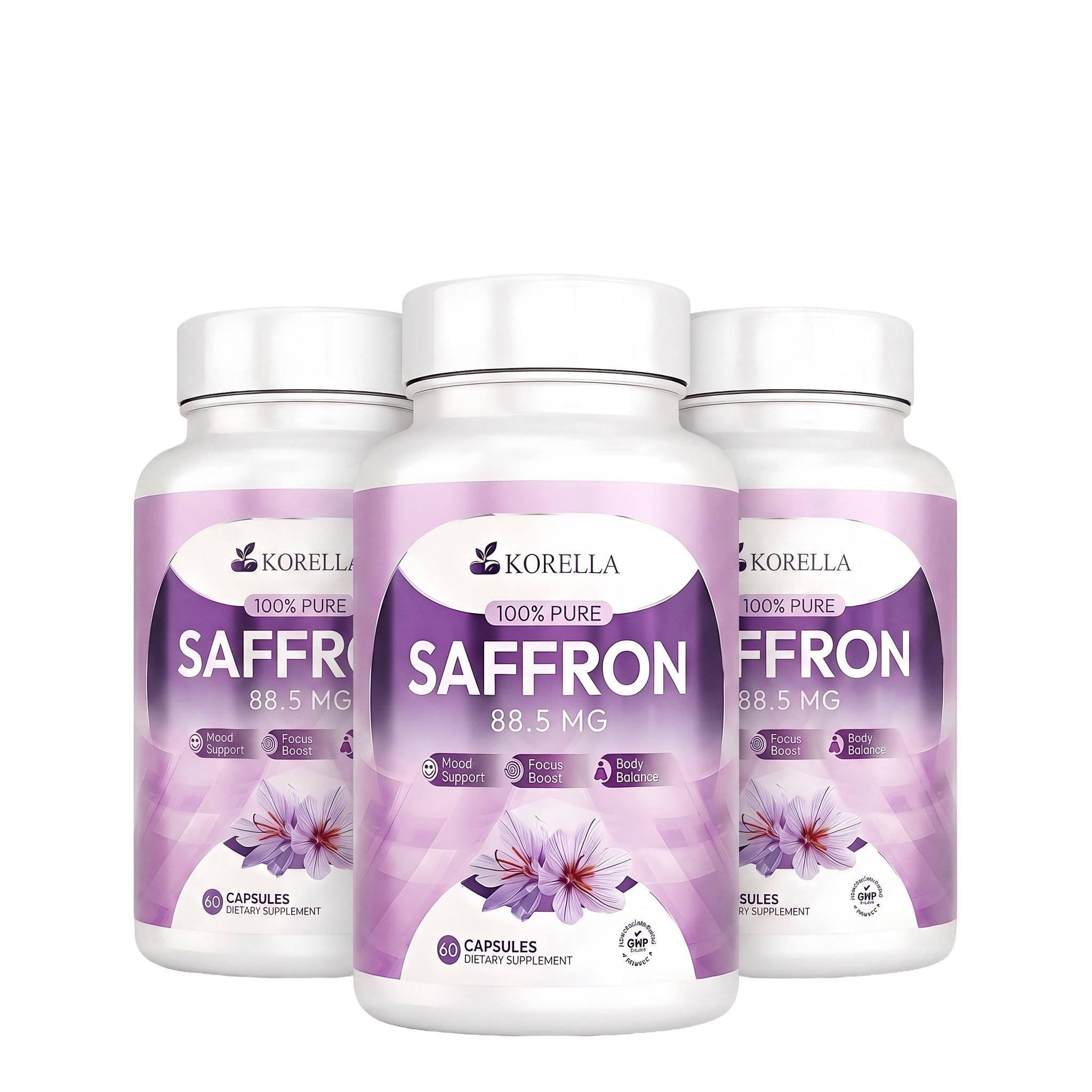 Korella Saffron 3 bottles transparent
